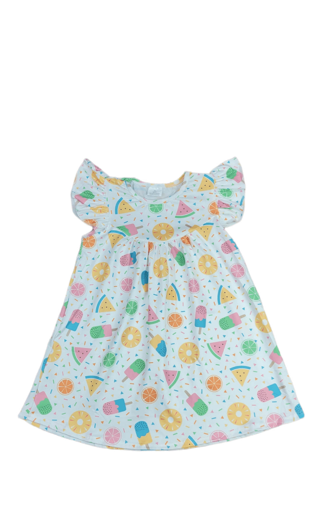 Fruit and Popsicles Milk Silk Flutter Dress