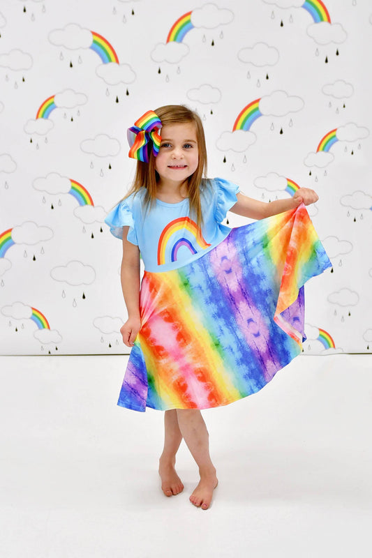 Rainbow Flutter Milk Silk Twirl Dress