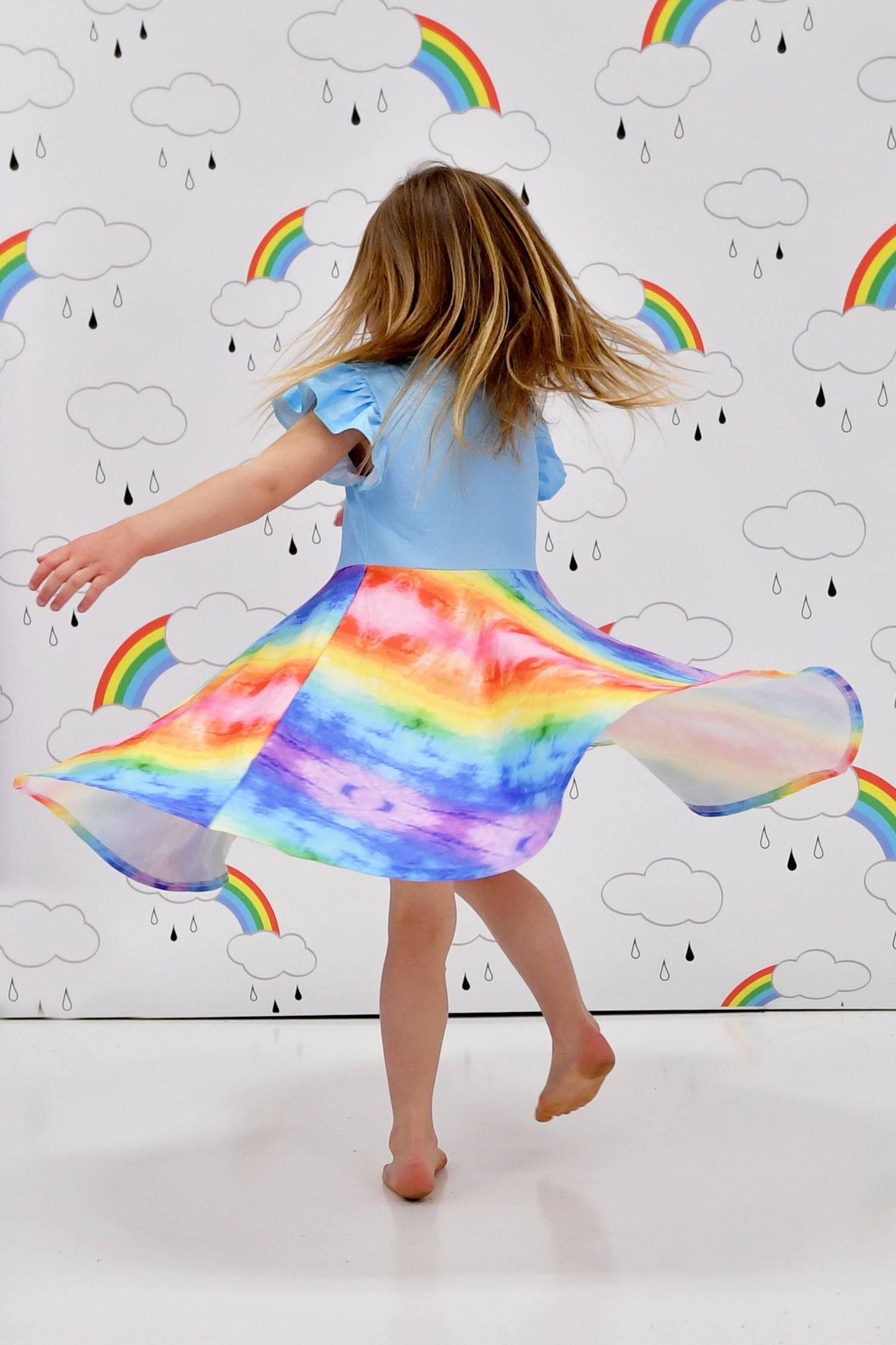 Rainbow Flutter Milk Silk Twirl Dress