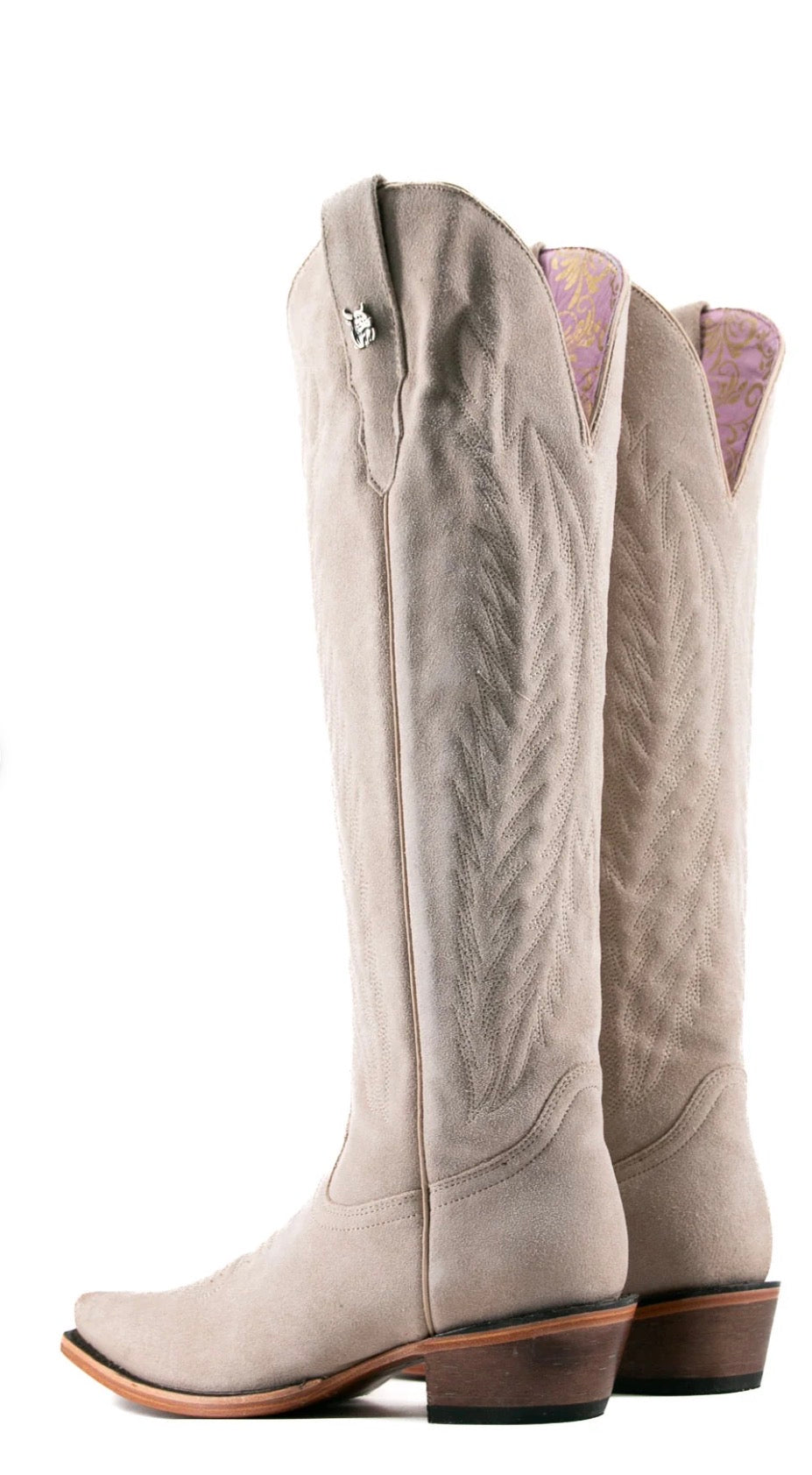 Rockem Georgina Gamuza Nude Tall Snip Toe Cowgirl Boot