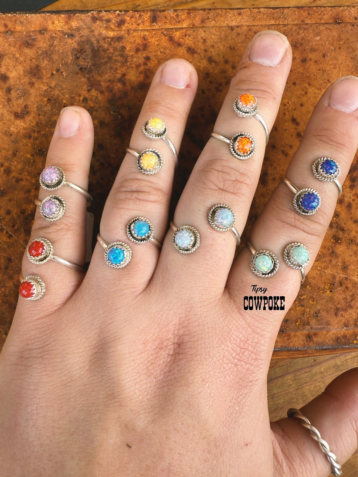 Double Daisy Pink Opal Adjustable Ring