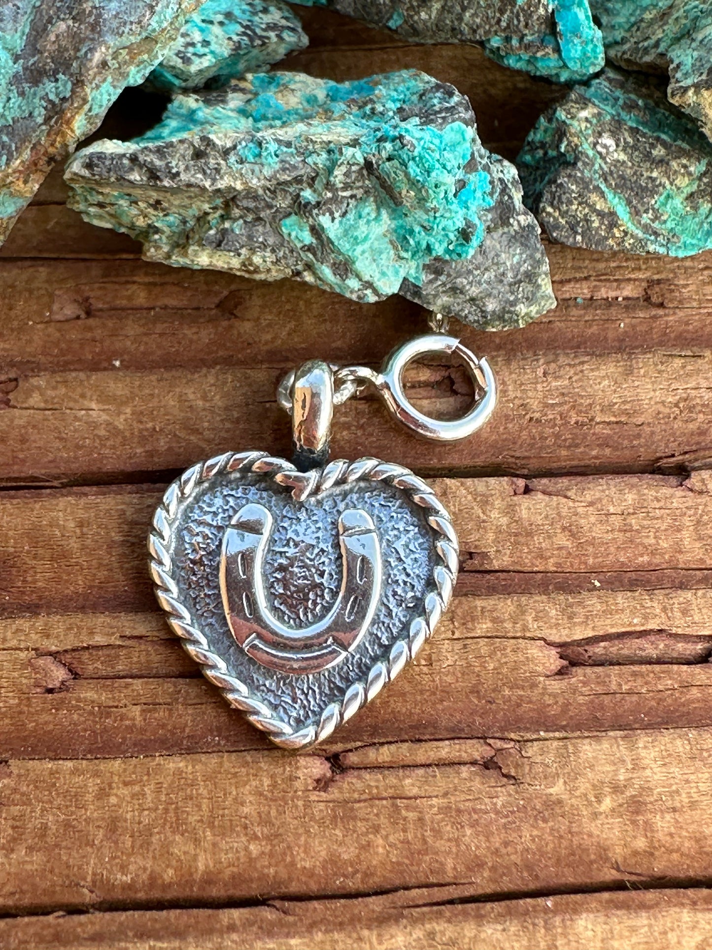 Handcrafted Sterling Silver Heart  Horseshoe Charm