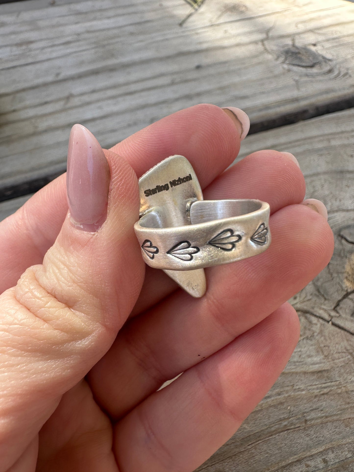 Beautiful Handmade Dahlia Rose And Sterling Silver Adjustable Lightening Bolt Ring