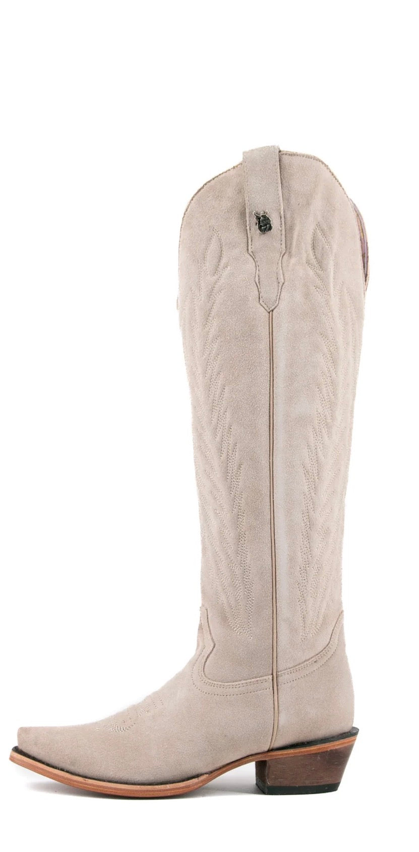 Rockem Georgina Gamuza Nude Tall Snip Toe Cowgirl Boot