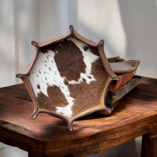 Hexagon cowhide Tray