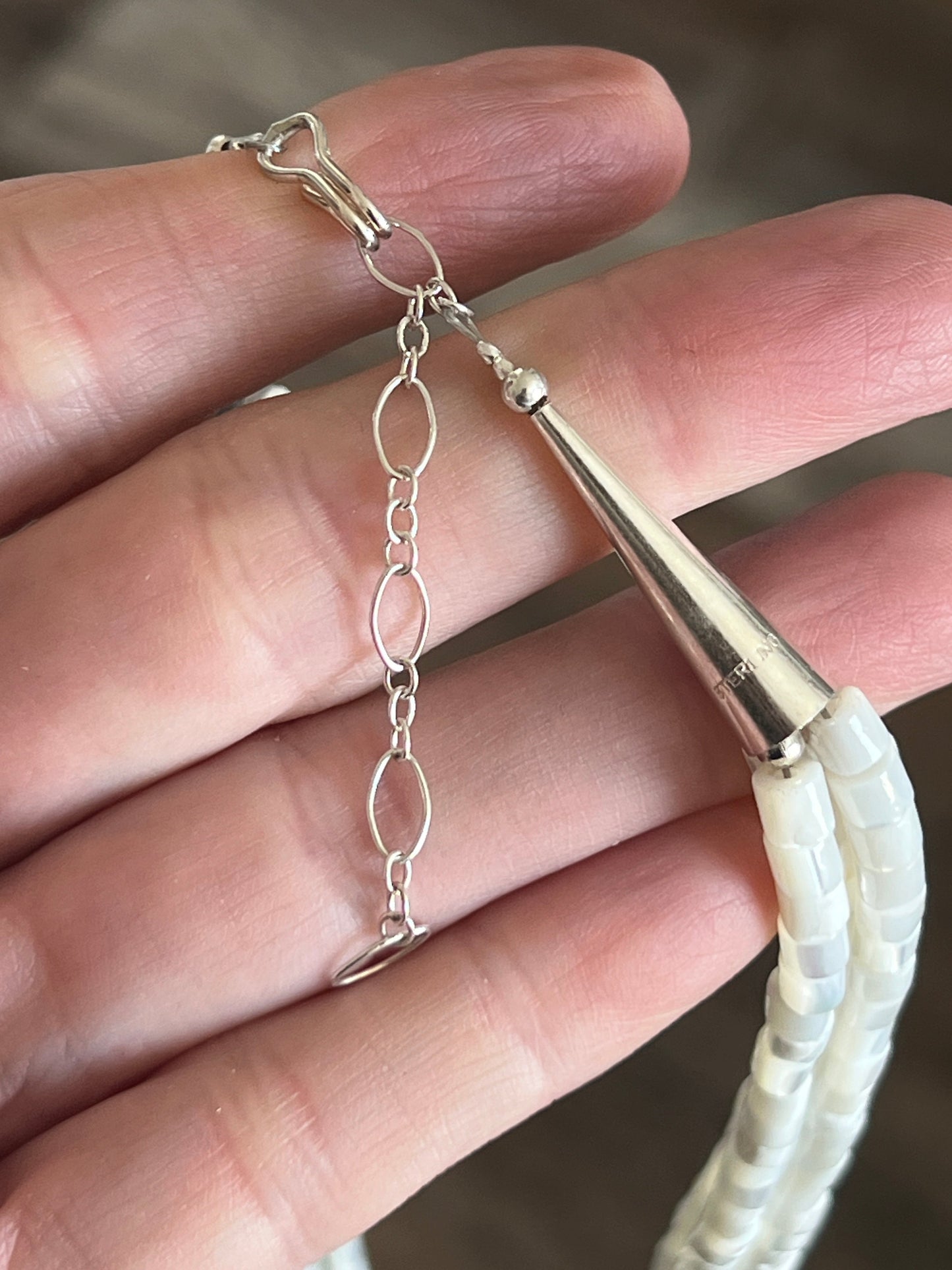 Daniel Coriz Mother Of Pearl Beaded Inlay Necklace