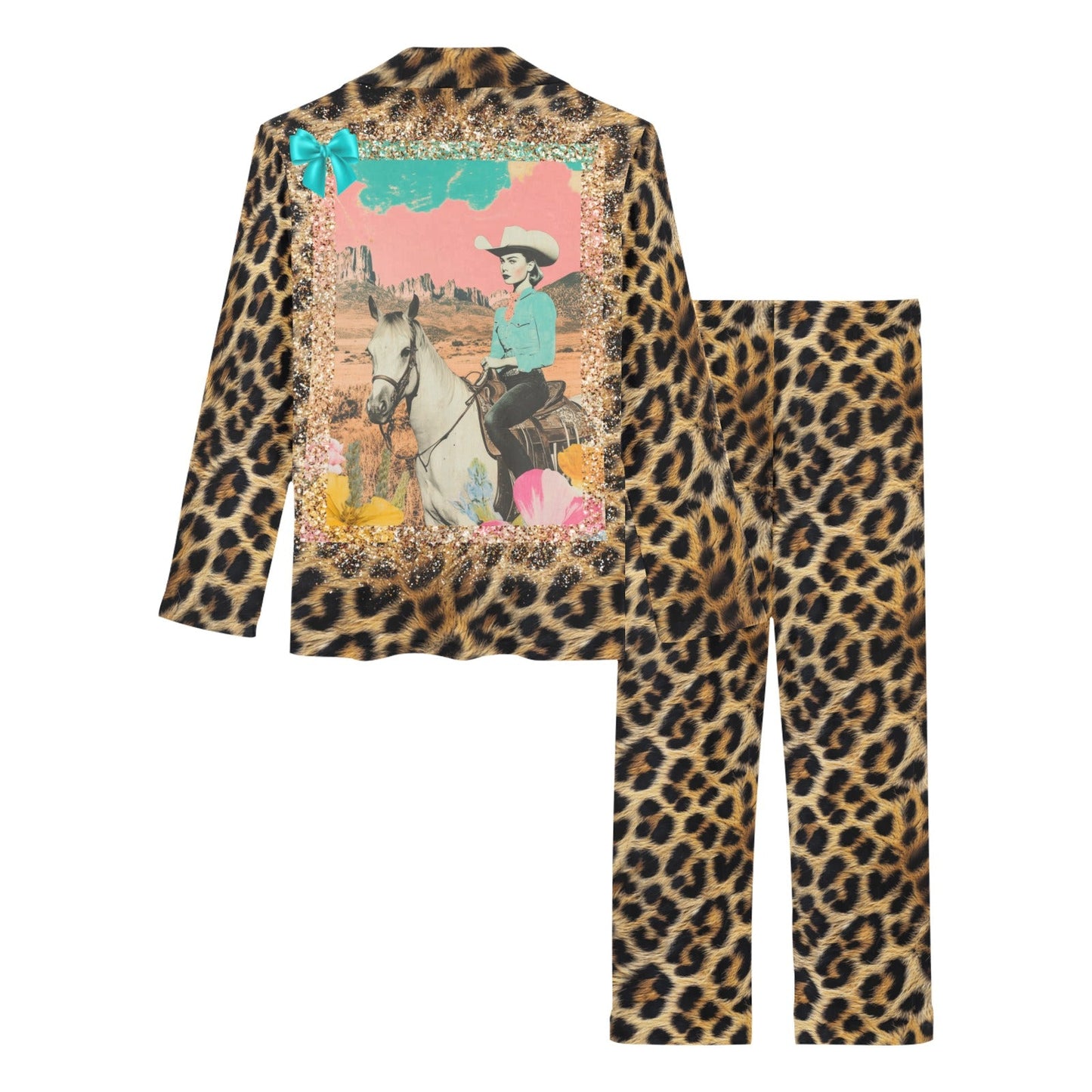Baha Ranch Retro Pop Western Leopard Pajamas Set