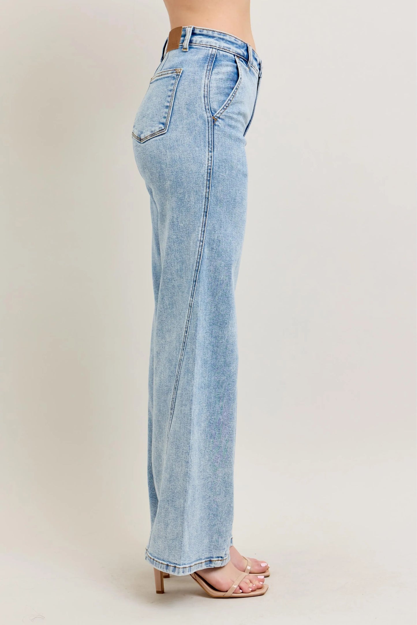 Judy Blue Plus Size High Waist Wide Leg Jeans with Skewed Inseam