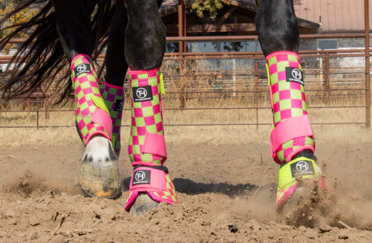 Lime/Pink Checkered Sport Boots