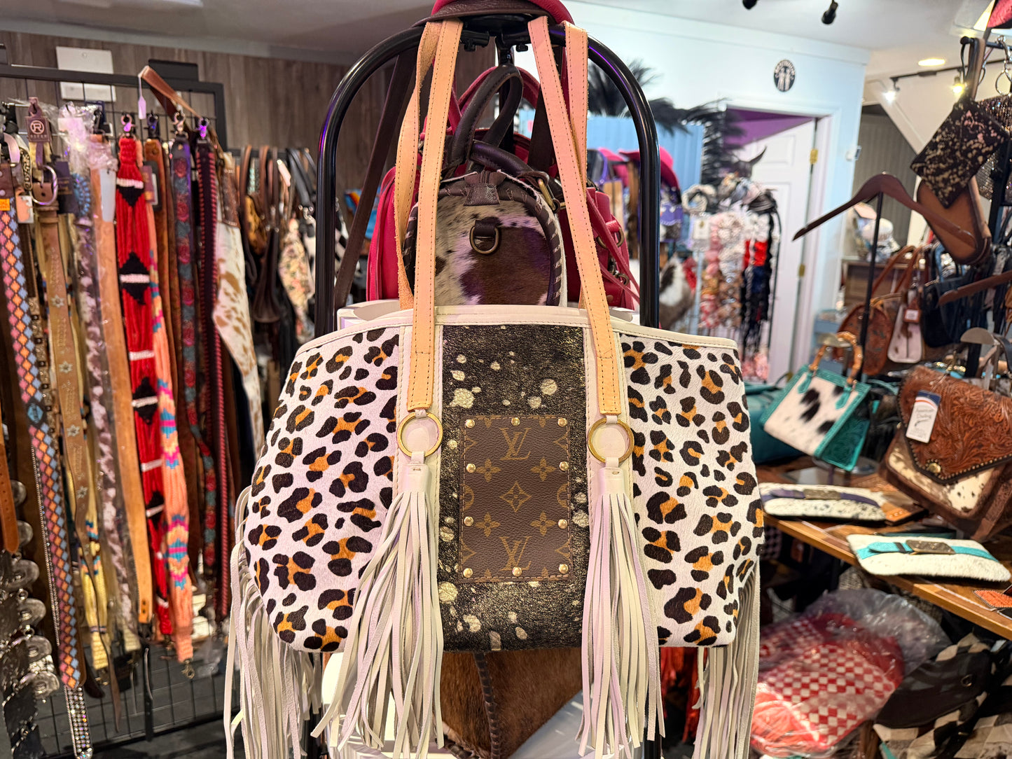 Genuine Leather and hide upcycle LV tote