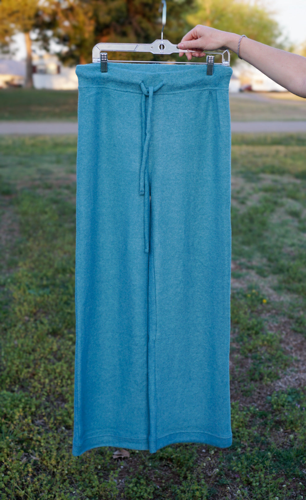 Dusty Teal - Full Length Drawstring Pants