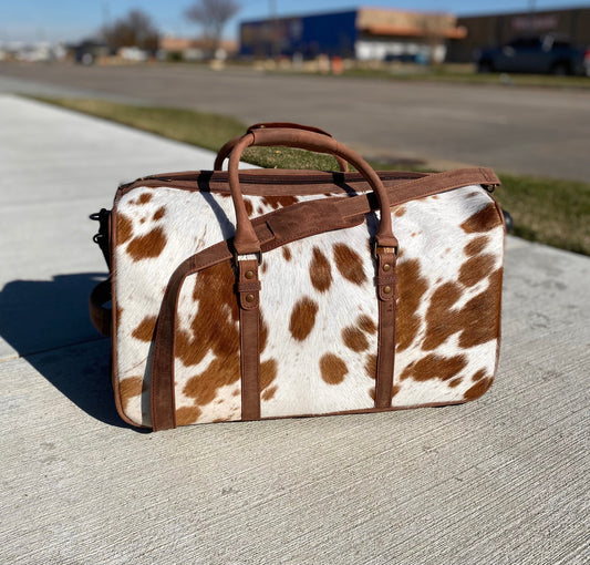 Cowhide & Leather Rolling Luggage Duffle