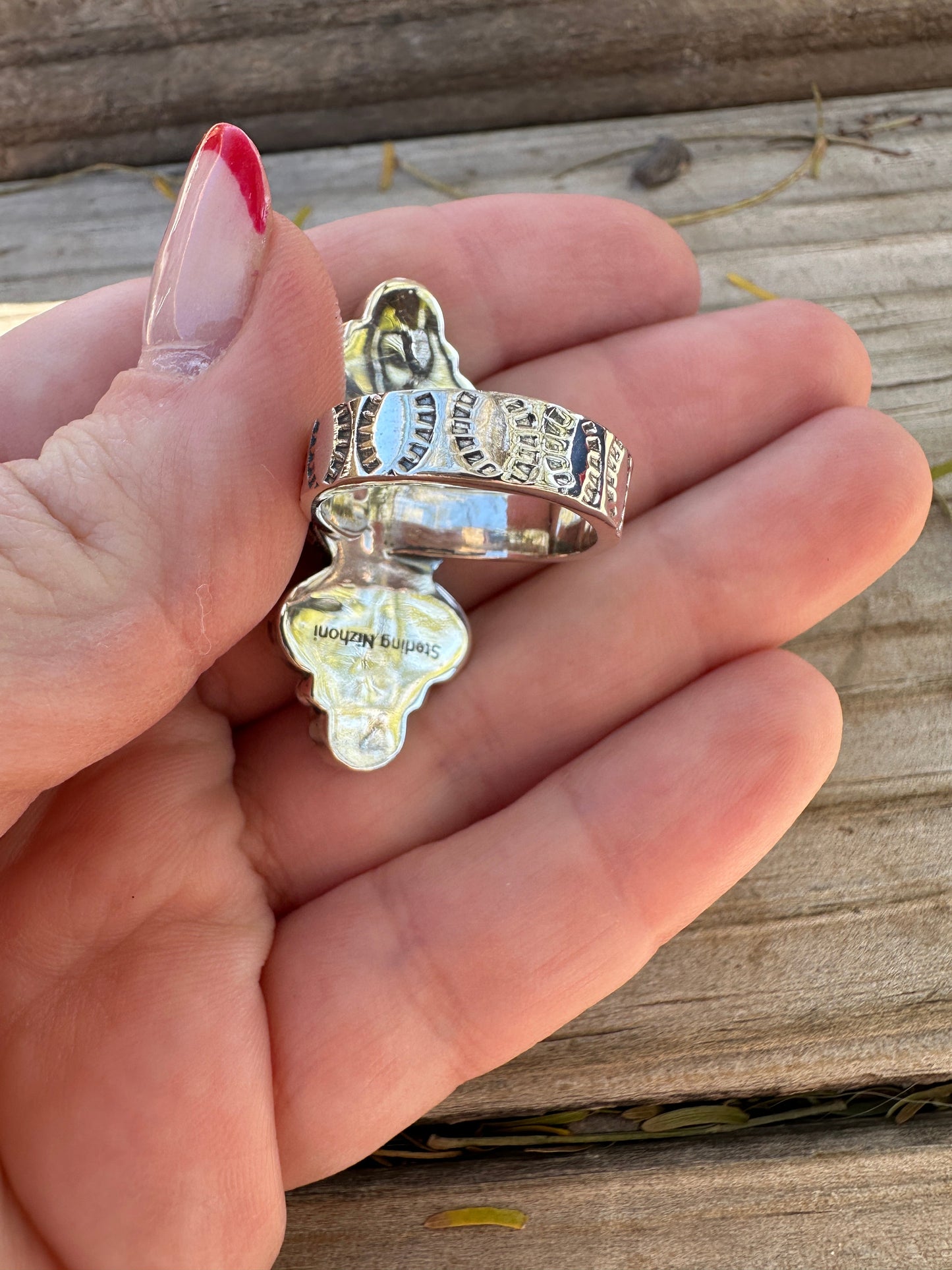 Beautiful Handmade Druzy And Sterling Silver Adjustable Ring