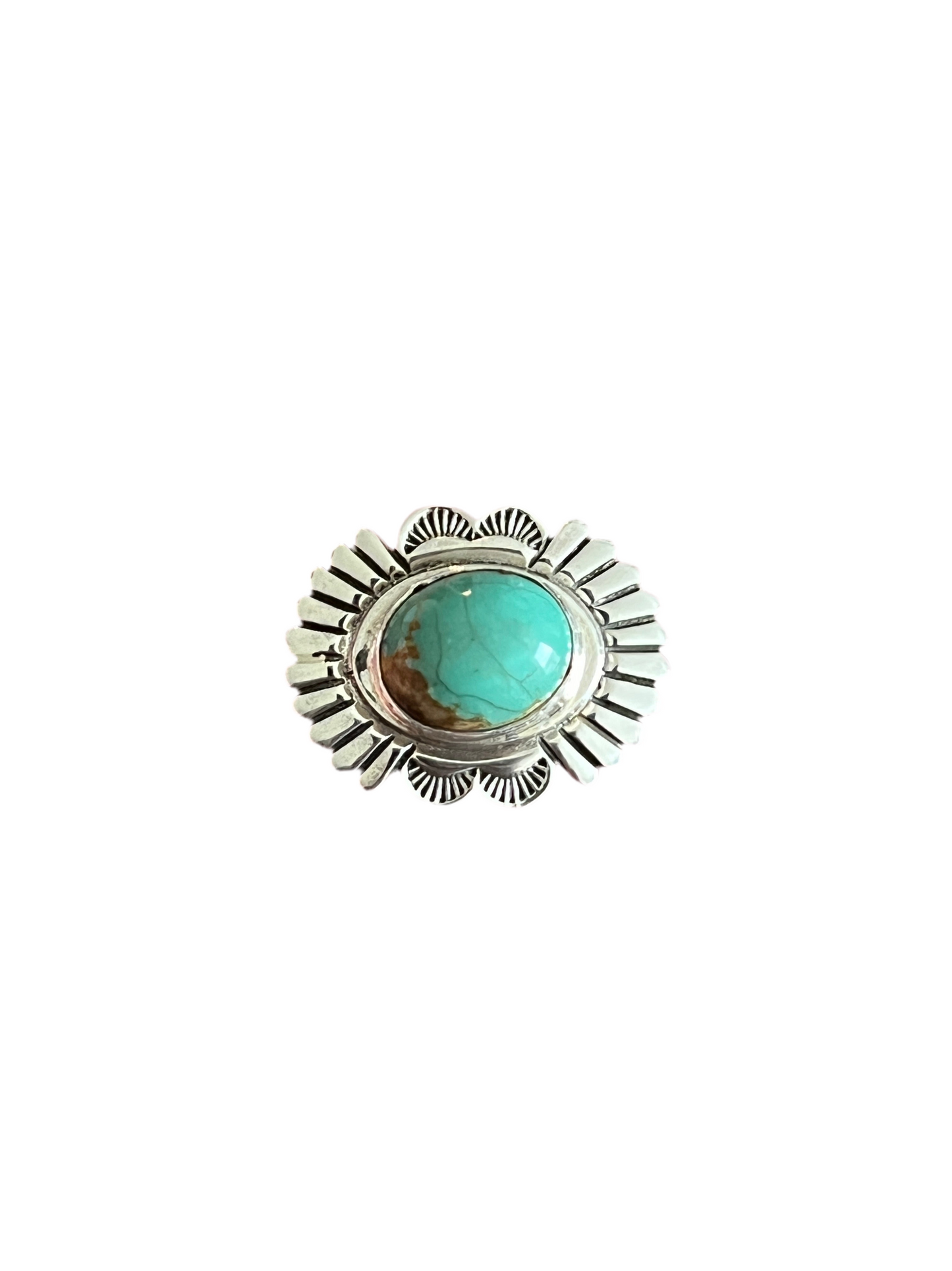 Sterling Silver and Oval Kingman Turquoise Concho Slide