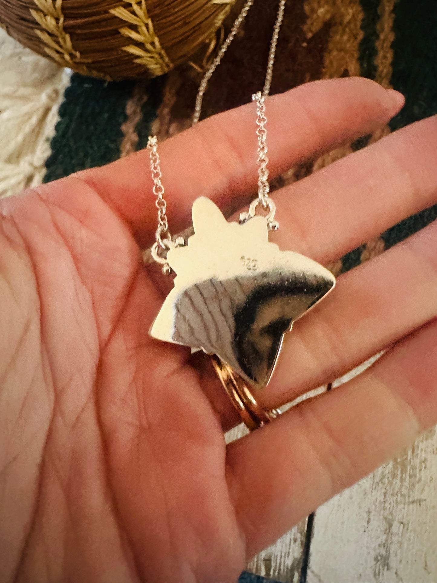 ** Christmas Collection ** Handmade Sterling Silver, Turquoise & Coral Necklace Signed Nizhoni