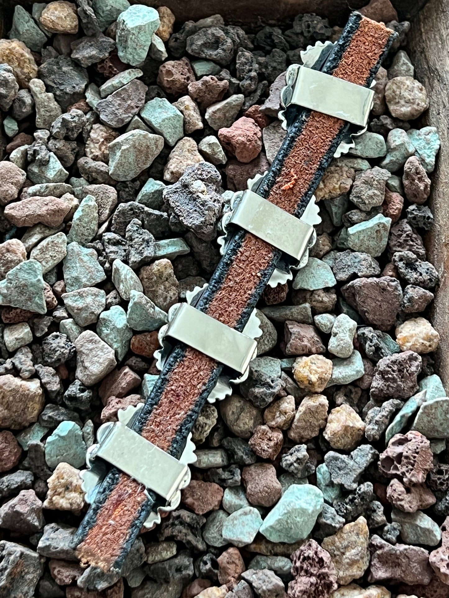 Sterling Silver and Oval Kingman Turquoise Concho Slide