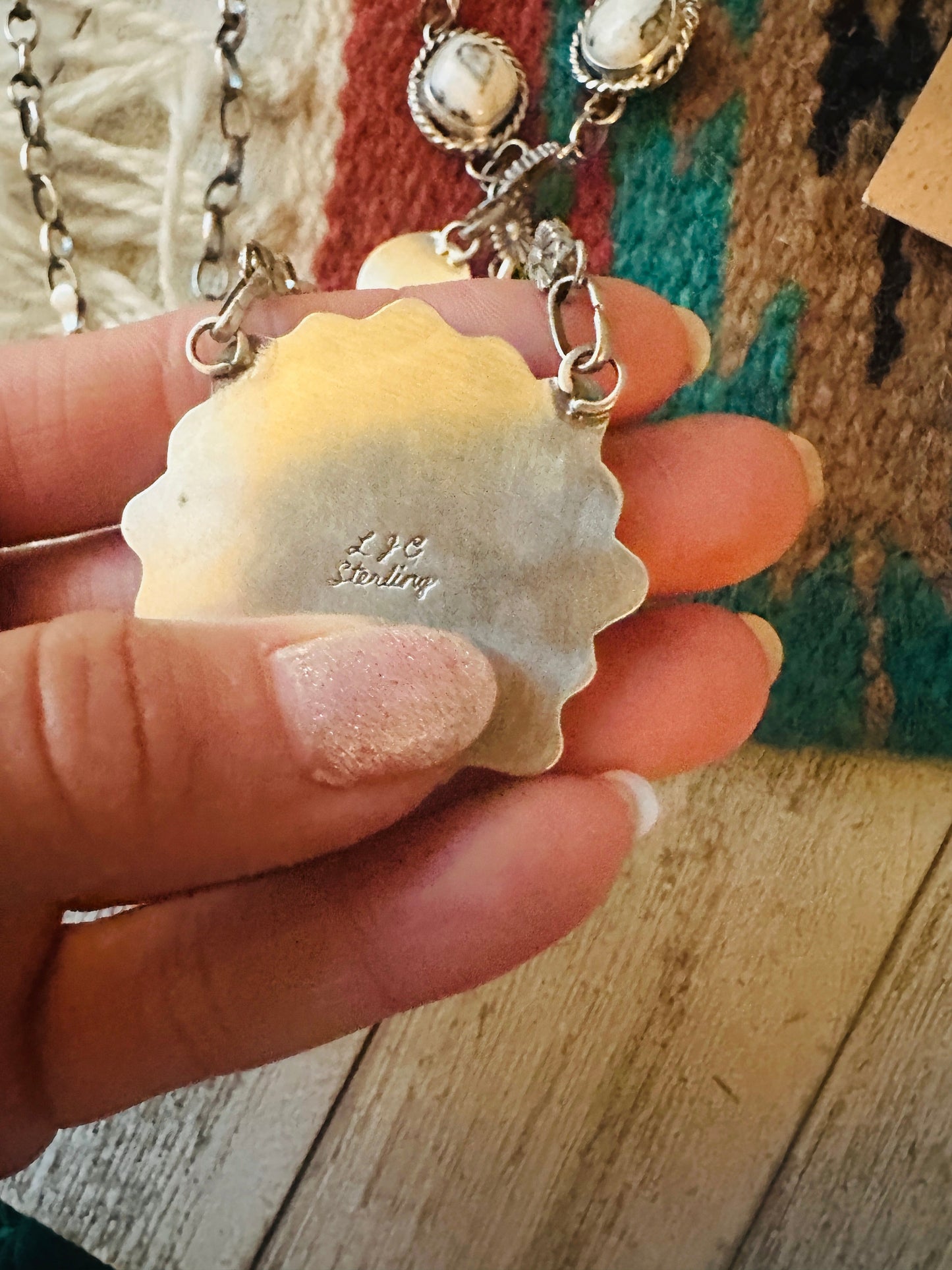 Handcrafted Queen Pink Conch, Wild Horse & Sterling Silver Necklace Set