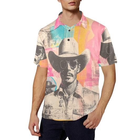 Baha Ranch Retro Pop Western Cool Cowboy Polo Shirt