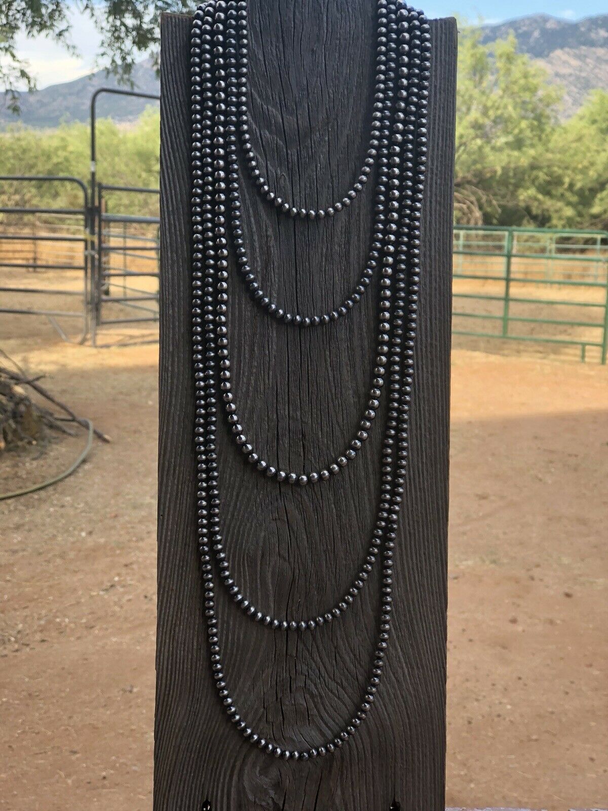 Handcrafted 6mm Sterling Silver Pearl Style Beaded Necklace