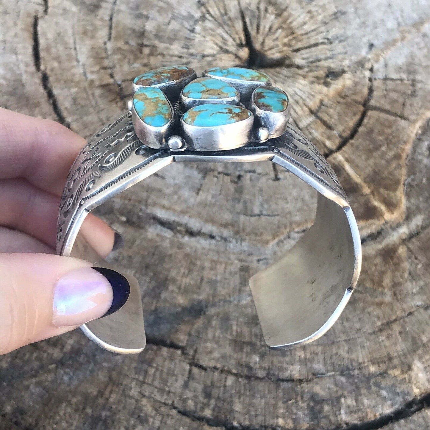Navajo Sterling Silver Royston Turquoise Cuff Bracelet By Benson Shorty