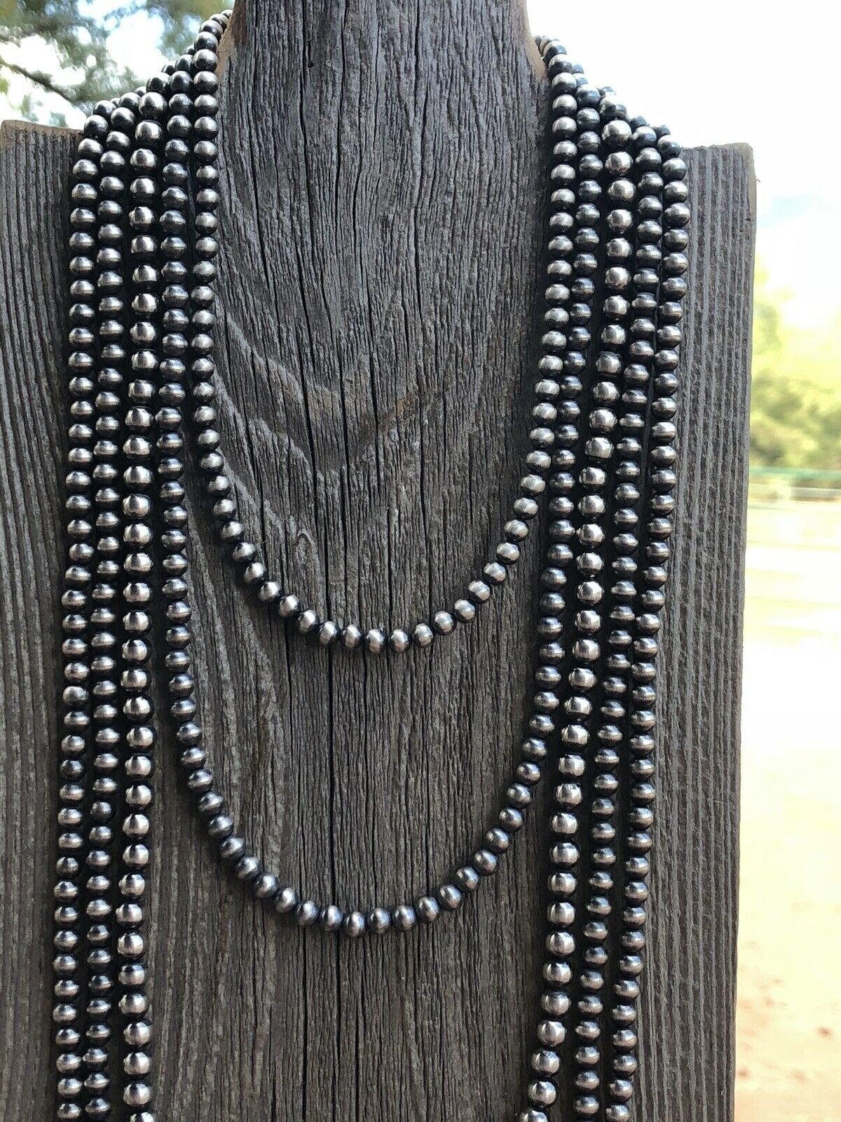 Handcrafted 6mm Sterling Silver Pearl Style Beaded Necklace