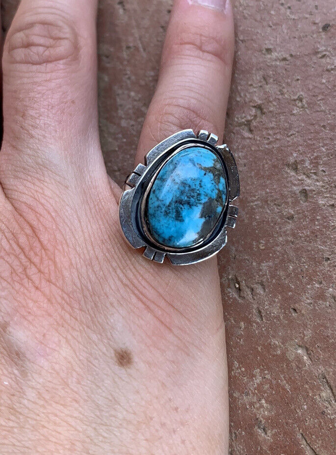Navajo Kingmen Turquoise & Sterling Silver Wave Ring