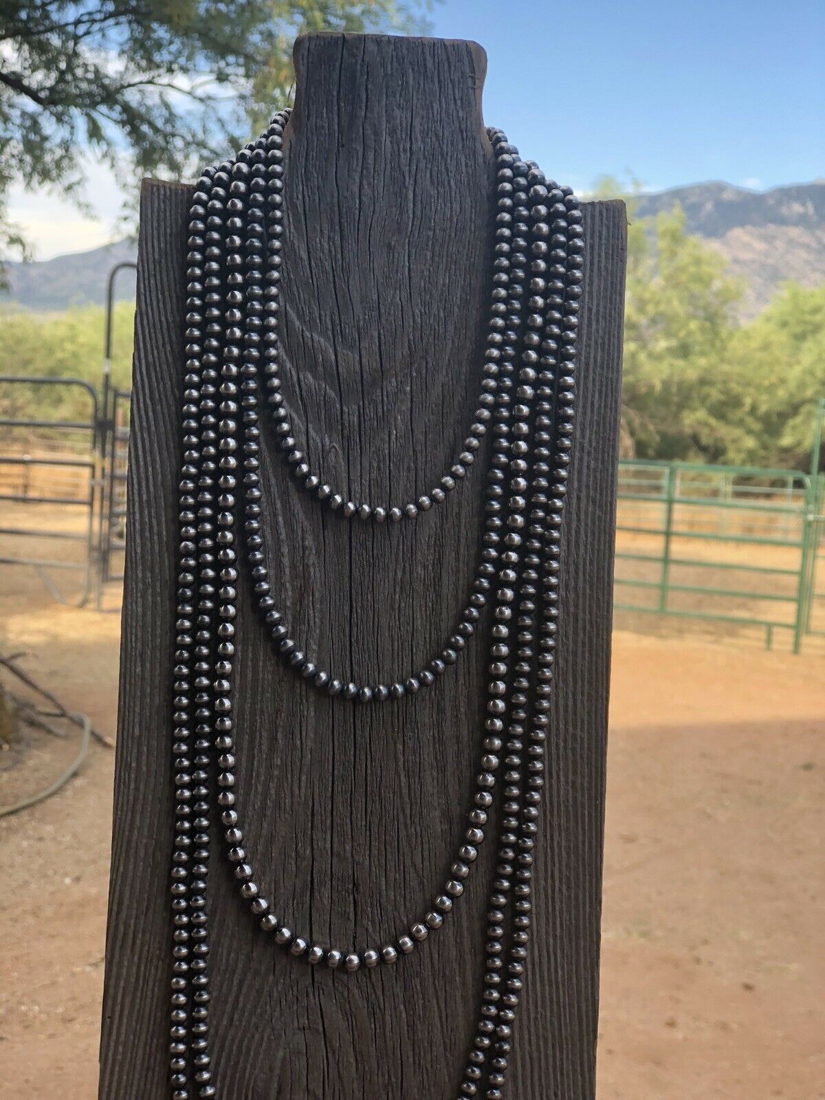 Handcrafted 6mm Sterling Silver Pearl Style Beaded Necklace