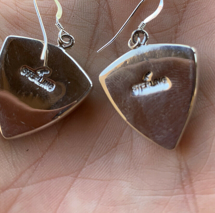 Navajo Pink Dream Mohave & Sterling Silver Slice of Pie Dangle Earrings