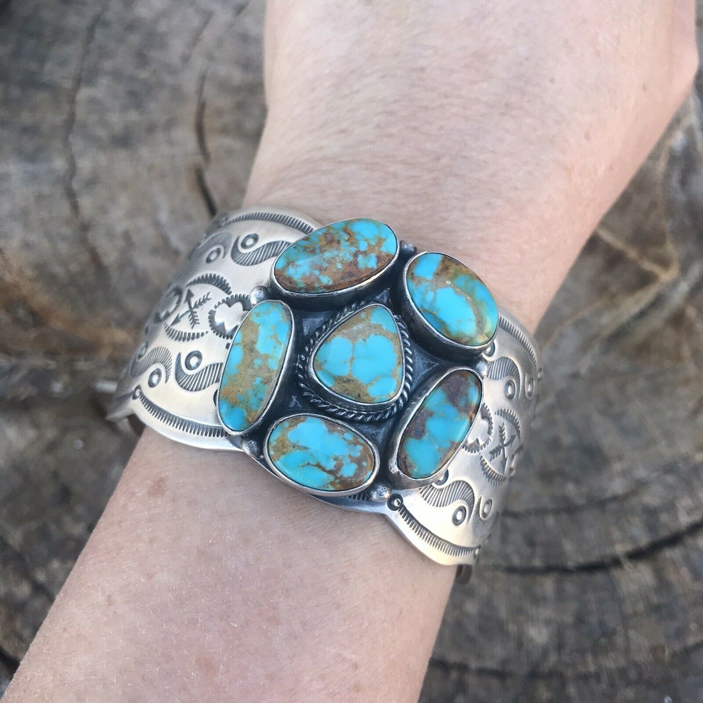 Navajo Sterling Silver Royston Turquoise Cuff Bracelet By Benson Shorty