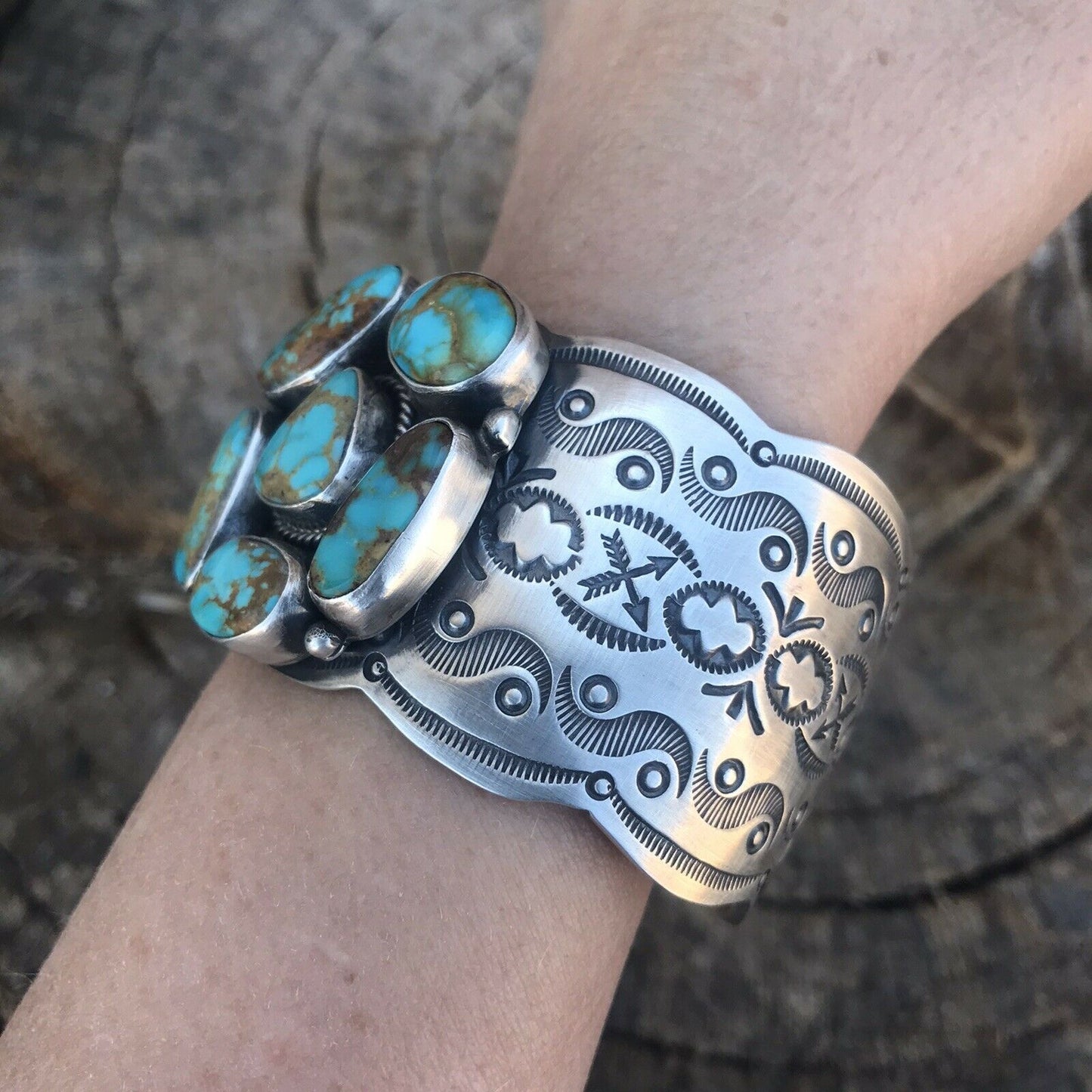 Navajo Sterling Silver Royston Turquoise Cuff Bracelet By Benson Shorty