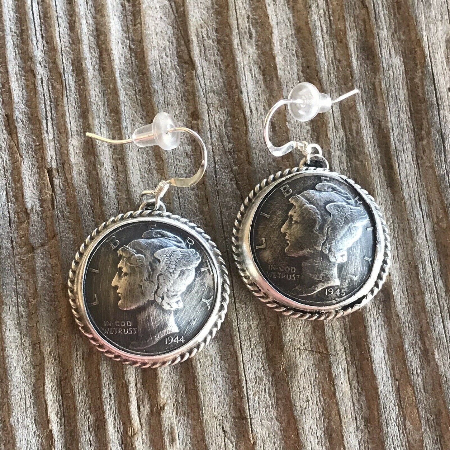 Kee- J Sterling Silver  Turquoise Liberty Coin Dangle Earrings