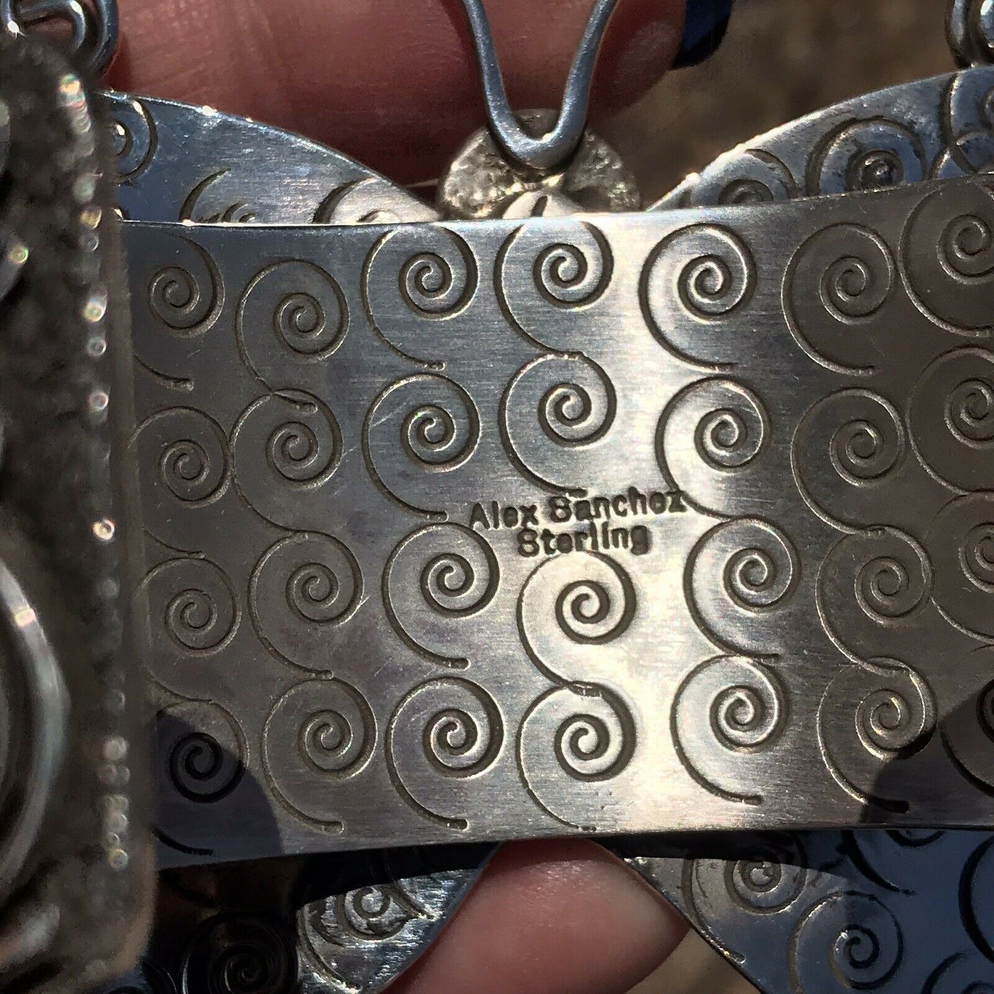 Sterling Turquoise Navajo Butterfly Bracelet Cuff By Alex Sanchez