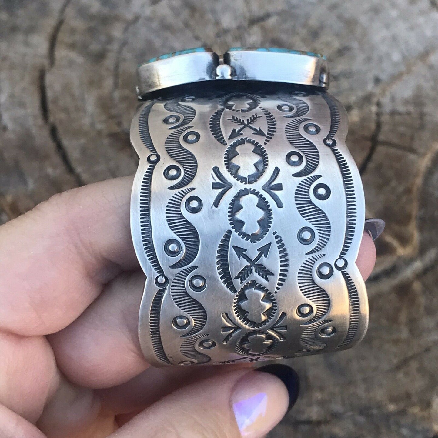 Navajo Sterling Silver Royston Turquoise Cuff Bracelet By Benson Shorty