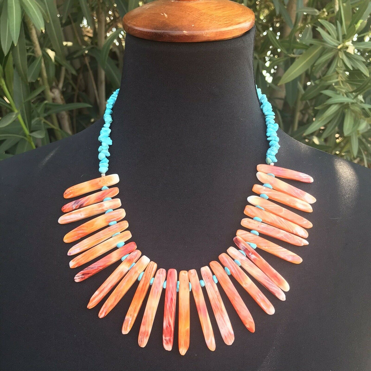 Navajo Sterling Turquoise Spiny Oyster Necklace