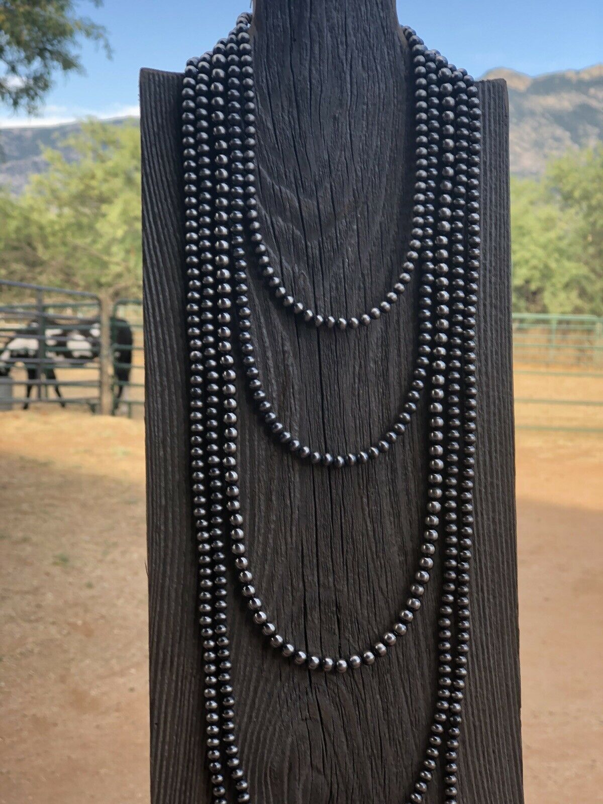 Handcrafted 6mm Sterling Silver Pearl Style Beaded Necklace