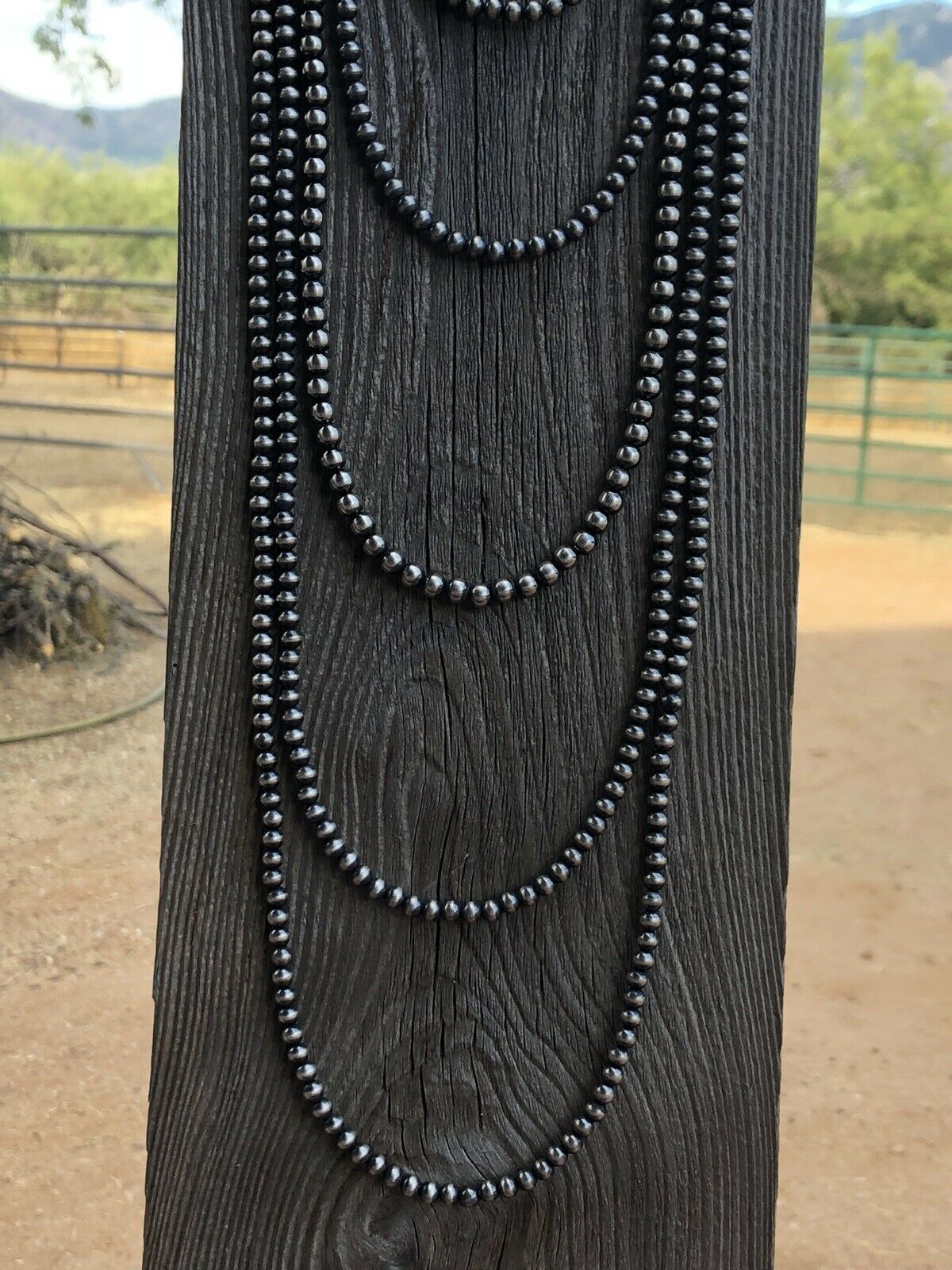 Handcrafted 6mm Sterling Silver Pearl Style Beaded Necklace