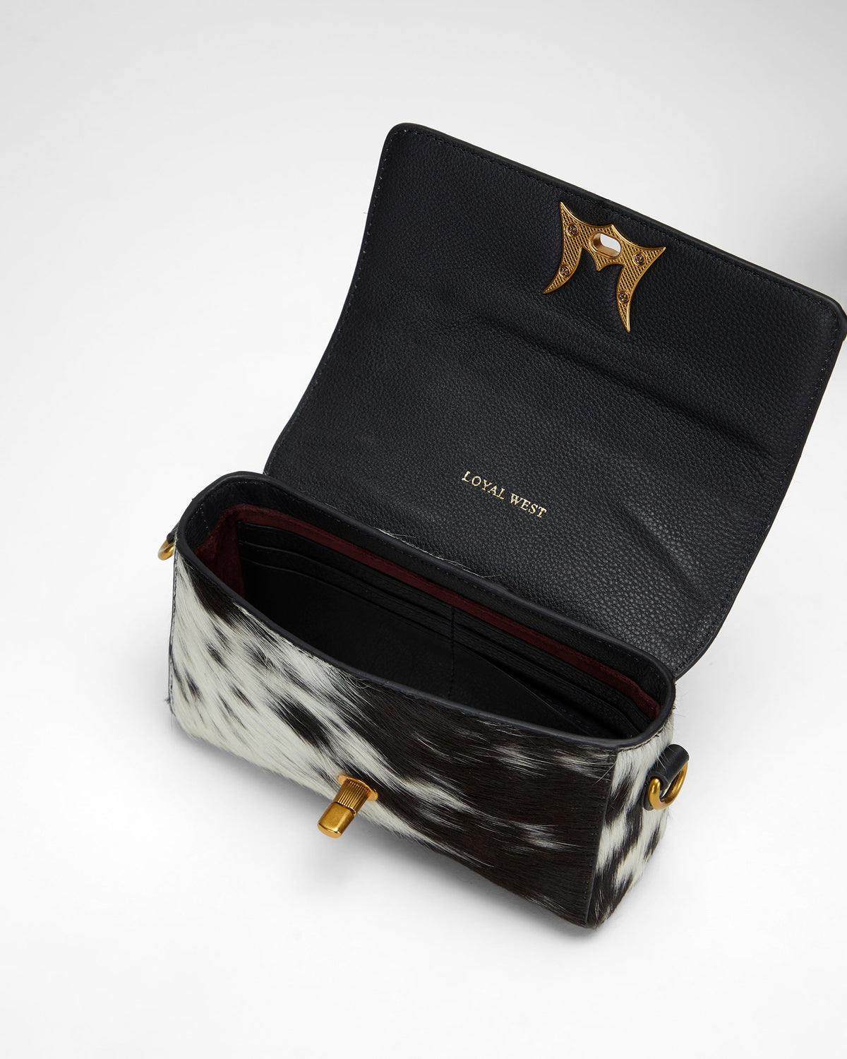 Loyal West Savi Mini Bag In Black & White Cowhide