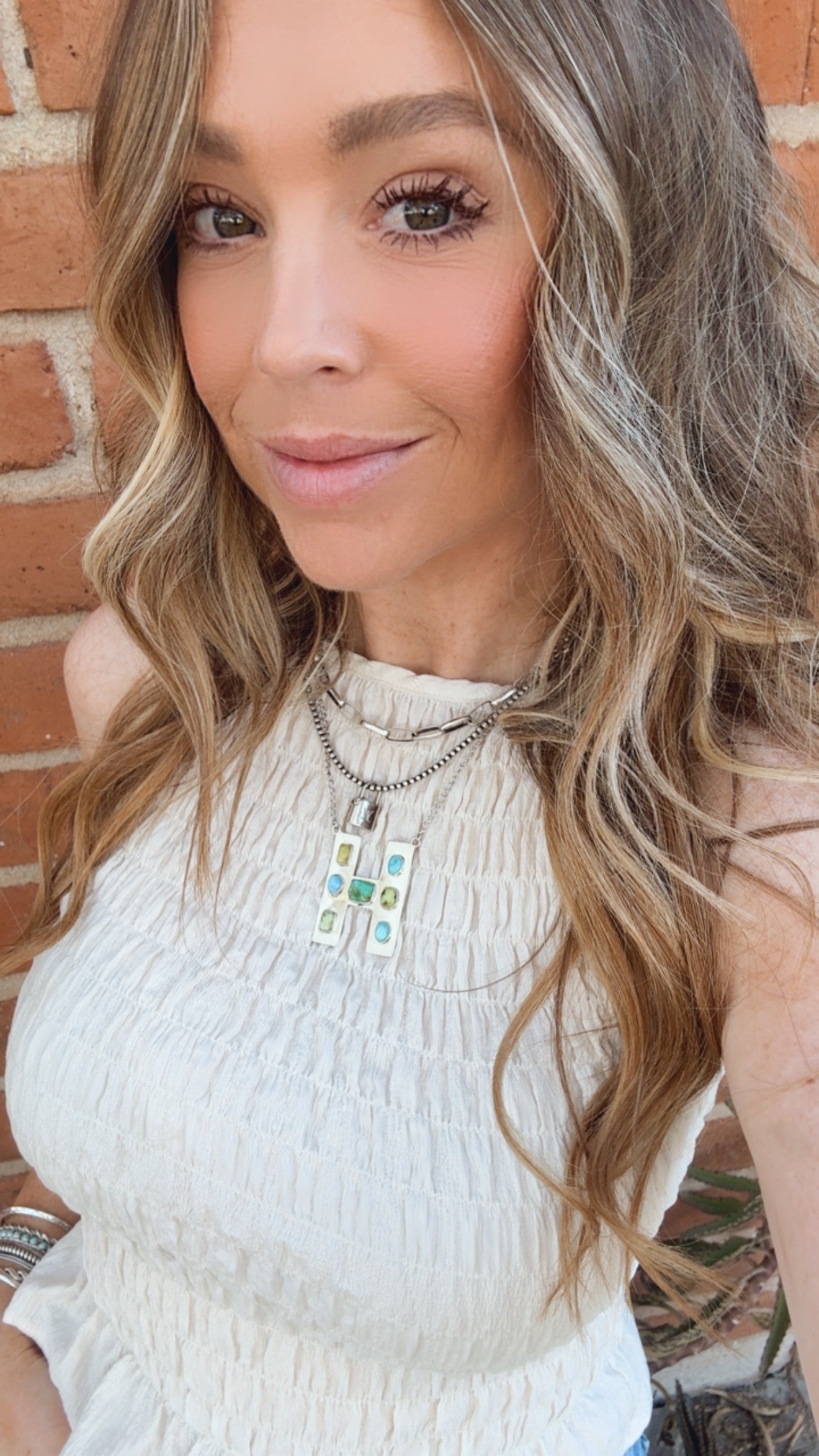 Handmade Sterling Silver Multi Stone Letter Necklace Signed Nizhoni Leslie’s fav