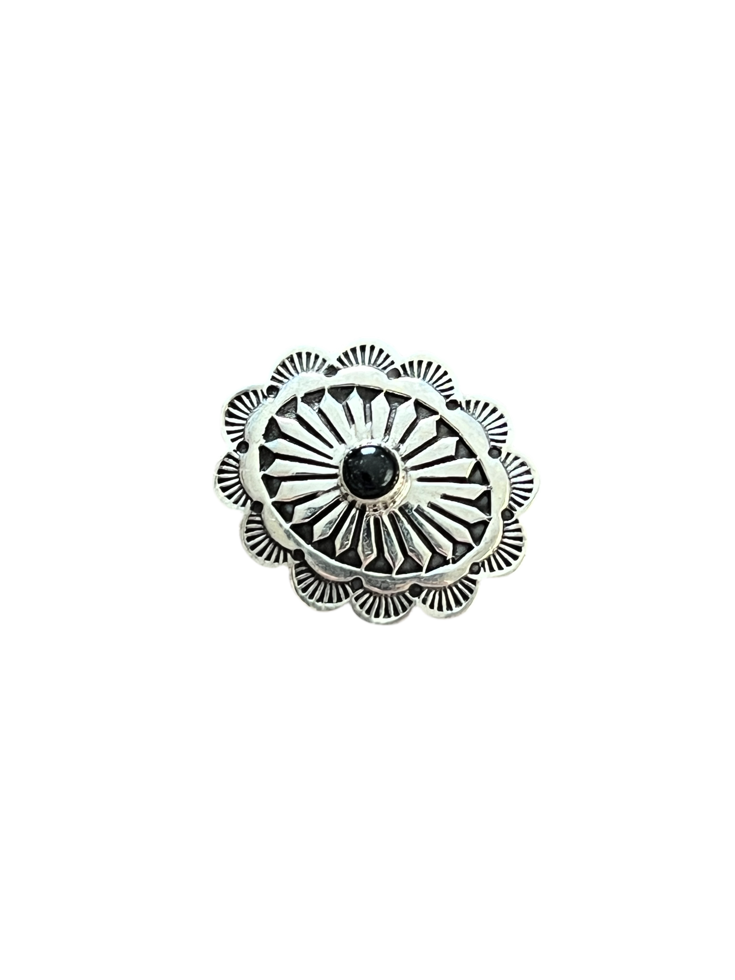 Sterling Silver and Onyx Traditional Style Concho Slide