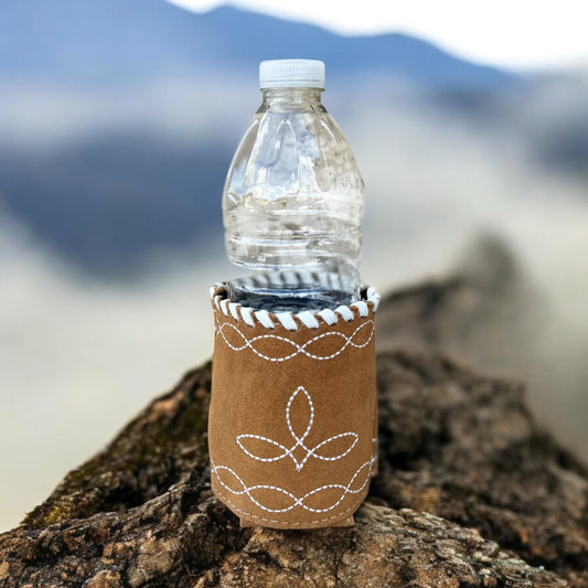 Tan BootStitch Koozie