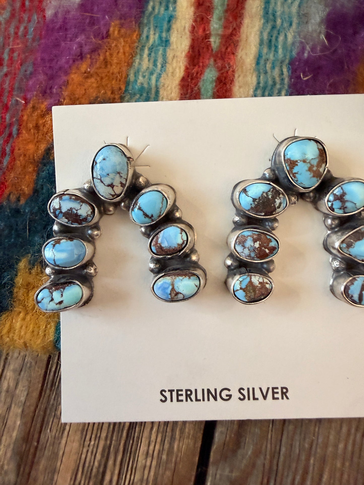 Handcrafted Golden Hills Turquoise & Sterling Silver Naja Earrings