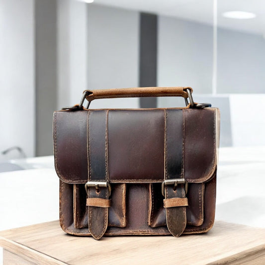 Mini vintage leather crossbody bag
