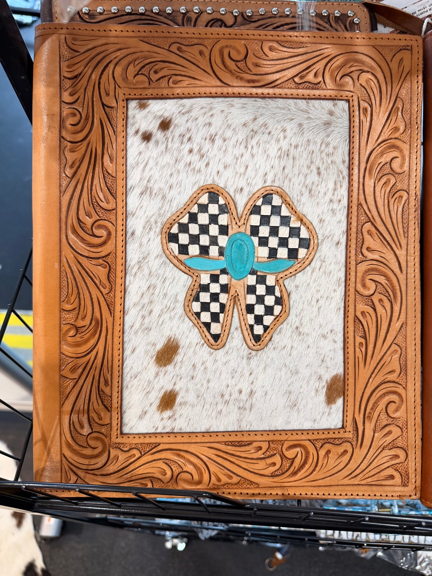 Genuine Leather Portfolio Bow Checkered
