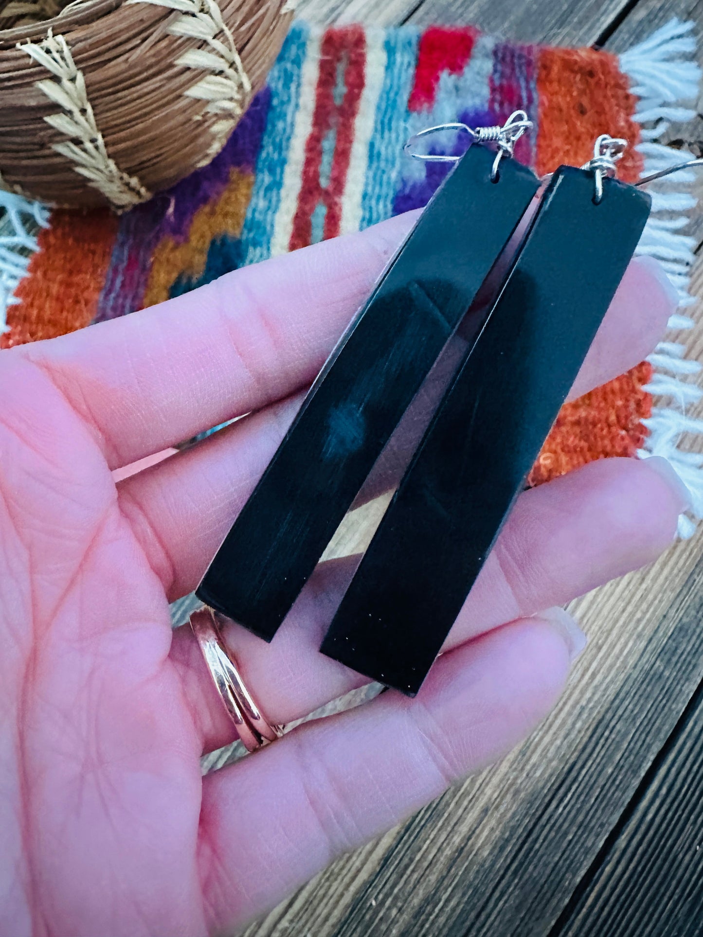 Handcrafted Multi Stone Inlay Slab Dangle Earrings