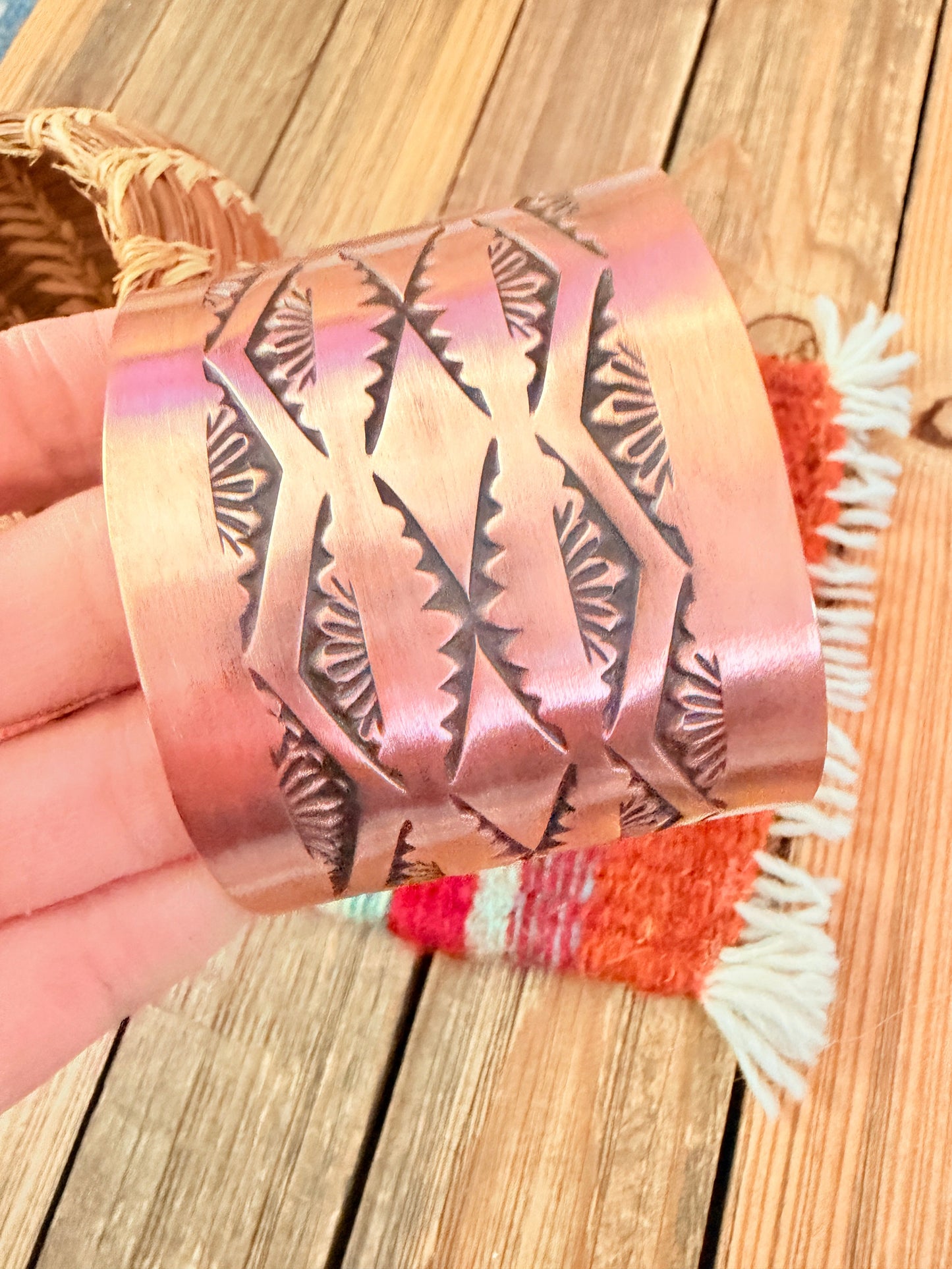 Handcrafted Copper Cuff Bracelet by Elvira Bill