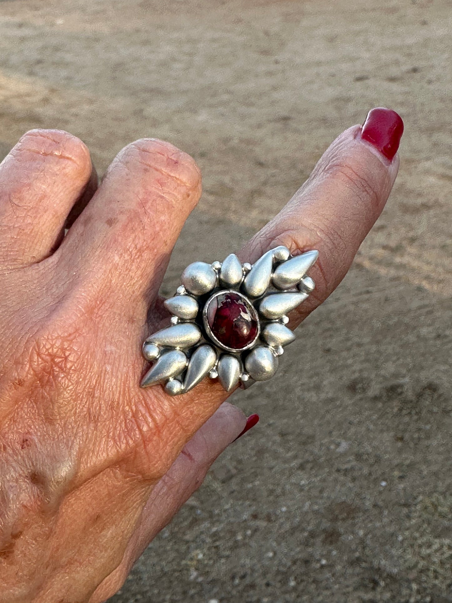 Beautiful Handmade Dahlia Rose And Sterling Silver Adjustable Ring