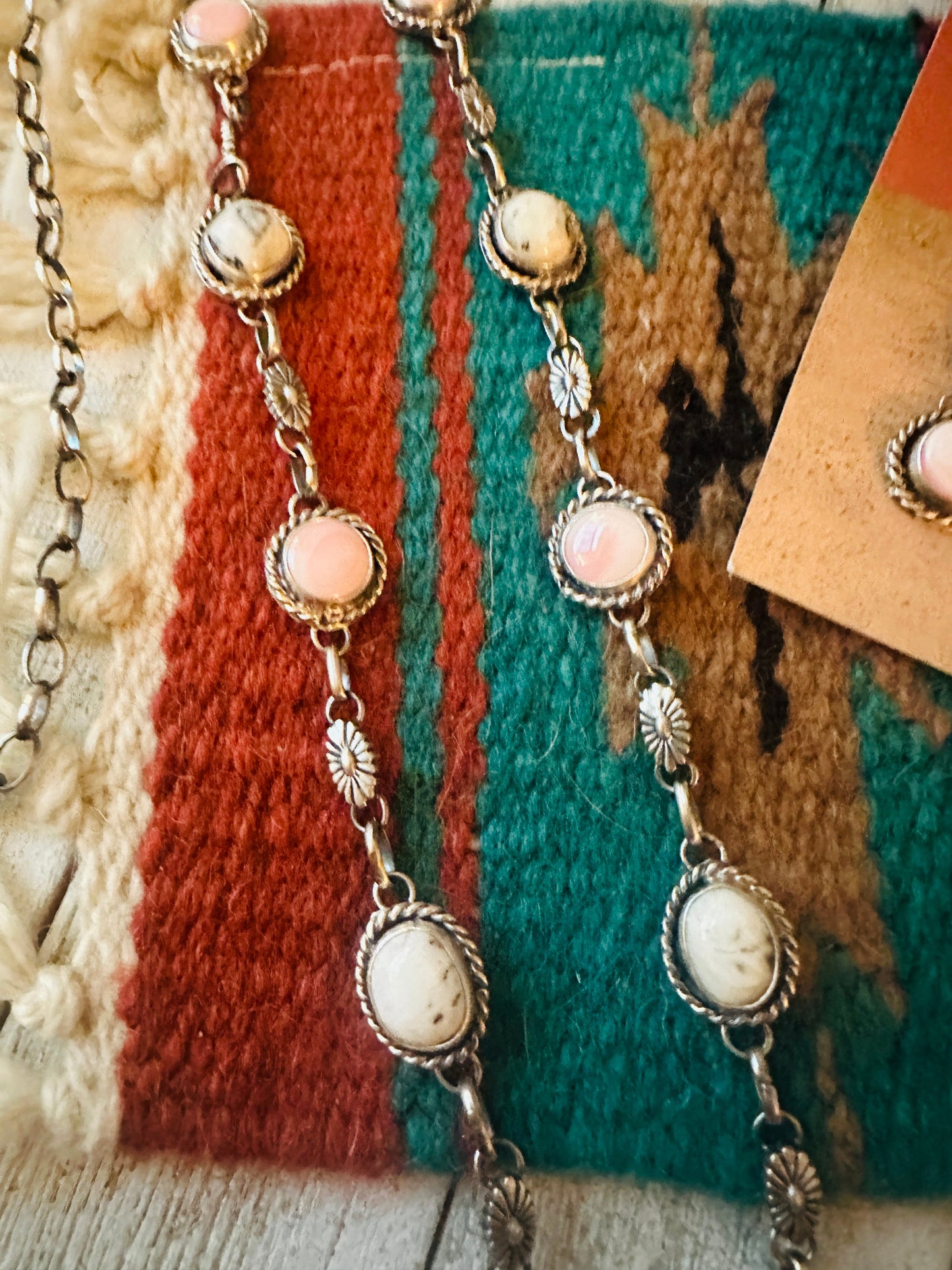 Handcrafted Queen Pink Conch, Wild Horse & Sterling Silver Necklace Set