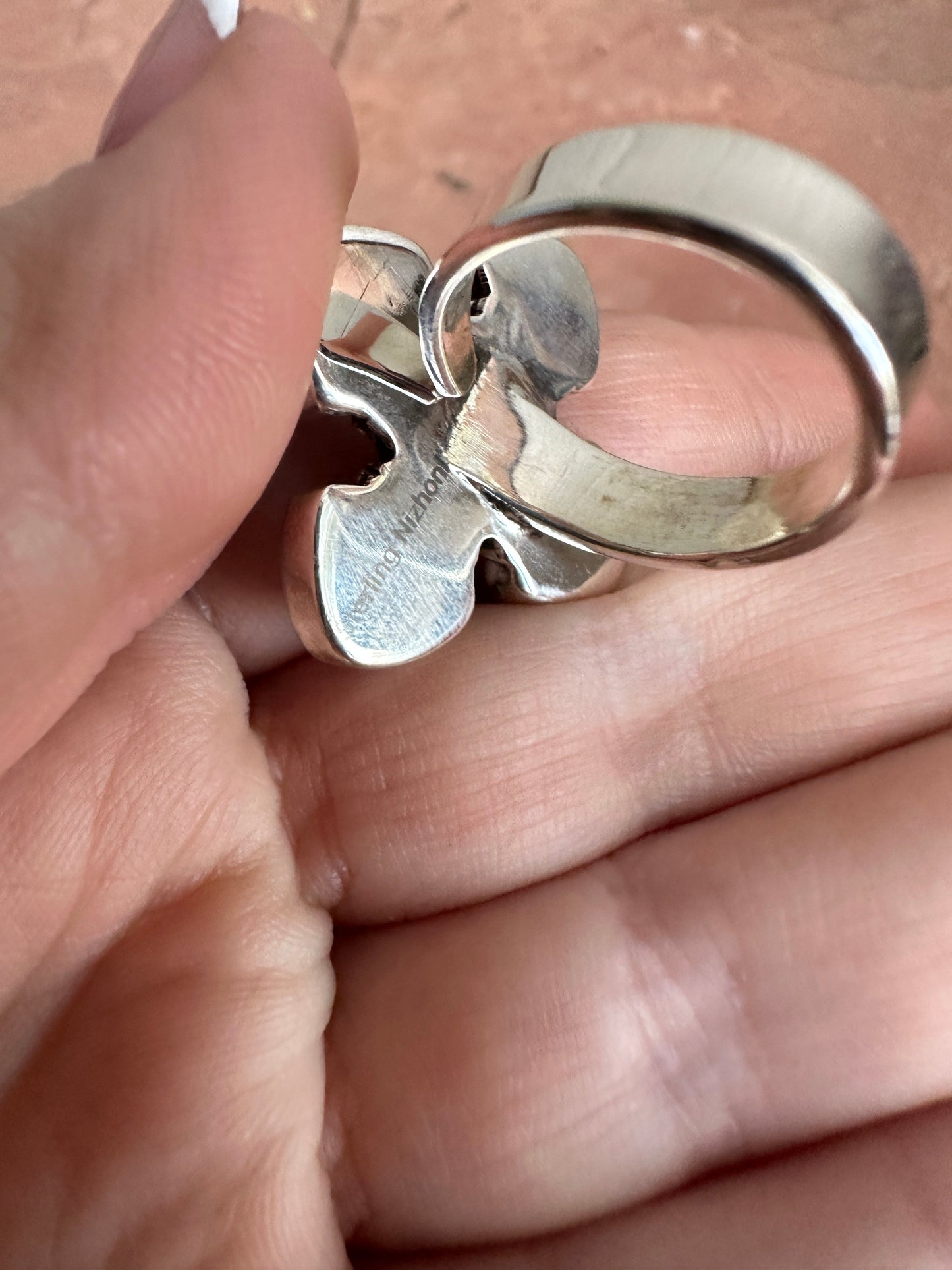 Beautiful Handmade Charorite, Agate And Sterling Silver Adjustable Ring