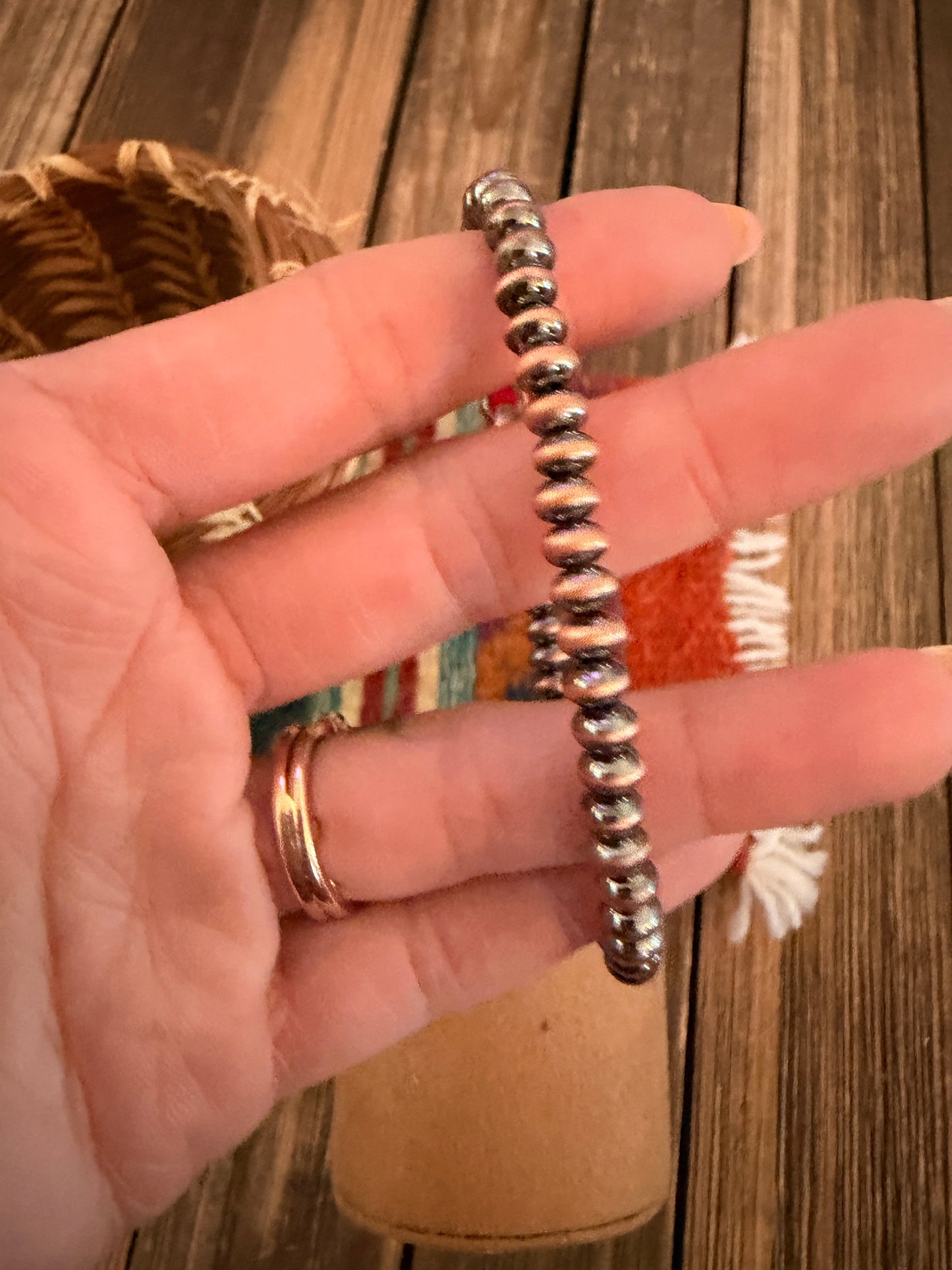 Handcrafted Copper Beaded 6mm Saucer Bracelet