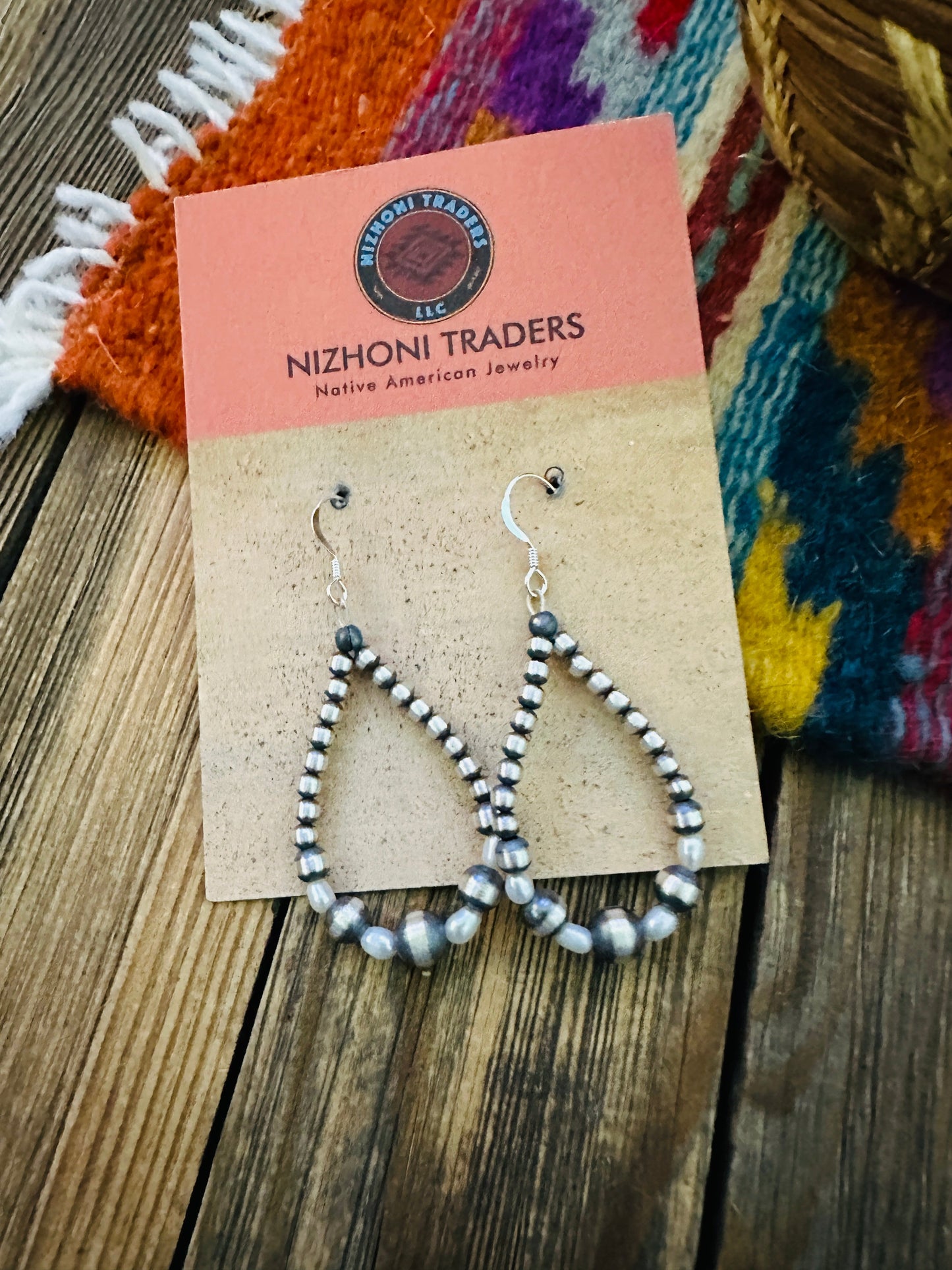 Handcrafted Freshwater Pearl & Sterling Silver Pearl Beaded Dangle Hoop Earrings
